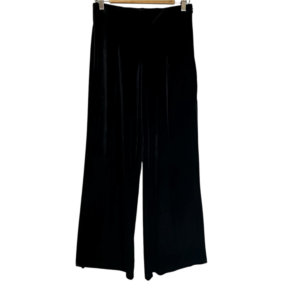 Heidi Daus Always a Stretch Velvet Wide-Leg Pant Black 6699590 NWT Medium‎